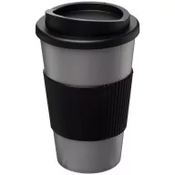   Americano® 350 ml insulated tumbler with grip, PP Plastic, Silicone, Silver, solid black