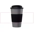 Americano® 350 ml insulated tumbler with grip, PP Plastic, Silicone, Silver, solid black