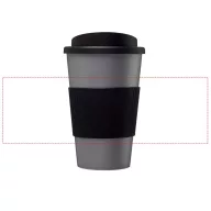   Americano® 350 ml insulated tumbler with grip, PP Plastic, Silicone, Silver, solid black