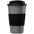 Americano® 350 ml insulated tumbler with grip, PP Plastic, Silicone, Silver, solid black