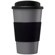   Americano® 350 ml insulated tumbler with grip, PP Plastic, Silicone, Silver, solid black