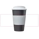 Americano® 350 ml insulated tumbler with grip, PP Plastic, Silicone, Silver,White
