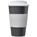 Americano® 350 ml insulated tumbler with grip, PP Plastic, Silicone, Silver,White