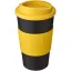 Americano® 350 ml insulated tumbler with grip, PP Plastic, Silicone,  solid black,Yellow  