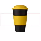 Americano® 350 ml insulated tumbler with grip, PP Plastic, Silicone,  solid black,Yellow  