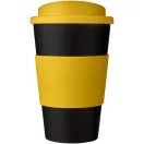 Americano® 350 ml insulated tumbler with grip, PP Plastic, Silicone,  solid black,Yellow  