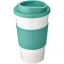 Americano® 350 ml insulated tumbler with grip, PP Plastic, Silicone, White,Aqua