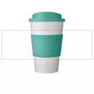Americano® 350 ml insulated tumbler with grip, PP Plastic, Silicone, White,Aqua