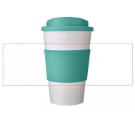   Americano® 350 ml insulated tumbler with grip, PP Plastic, Silicone, White,Aqua