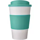 Americano® 350 ml insulated tumbler with grip, PP Plastic, Silicone, White,Aqua
