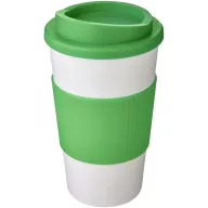   Americano® 350 ml insulated tumbler with grip, PP Plastic, Silicone, White,Green  