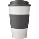Americano® 350 ml insulated tumbler with grip, PP Plastic, Silicone, White,Grey