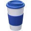 Americano® 350 ml insulated tumbler with grip, PP Plastic, Silicone, White,Mid Blue
