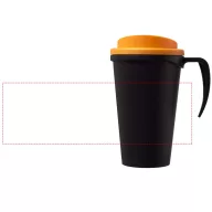   Americano® Grande 350 ml insulated mug, PP Plastic, solid black,Orange  