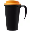 Americano® Grande 350 ml insulated mug, PP Plastic, solid black,Orange  