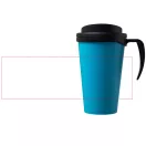 Americano® Grande 350 ml insulated mug, PP Plastic, aqua blue, solid black