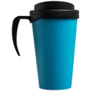 Americano® Grande 350 ml insulated mug, PP Plastic, aqua blue, solid black