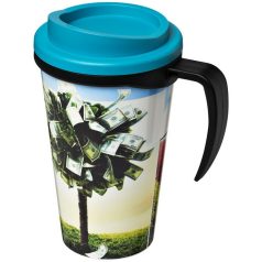   Brite-Americano® grande 350 ml insulated mug, PP Plastic, solid black,aqua blue