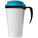 Brite-Americano® grande 350 ml insulated mug, PP Plastic, solid black,aqua blue