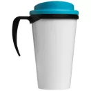 Brite-Americano® grande 350 ml insulated mug, PP Plastic, solid black,aqua blue