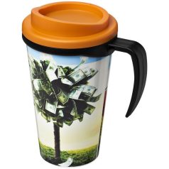   Brite-Americano® grande 350 ml insulated mug, PP Plastic, solid black,Orange  
