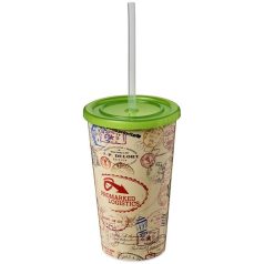   Brite-Americano® 350 ml double-walled stadium cup, PP Plastic, Silicone, Lime