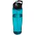 H2O Tempo® 700 ml spout lid sport bottle, PET, PP Plastic, aqua blue, solid black
