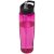 H2O Tempo® 700 ml spout lid sport bottle, PET, PP Plastic, Pink, solid black