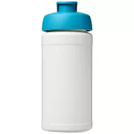   Baseline® Plus 500 ml flip lid sport bottle, LDPE, PP Plastic, White,Aqua