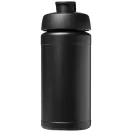 Baseline® Plus 500 ml flip lid sport bottle, LDPE, PP Plastic, solid black