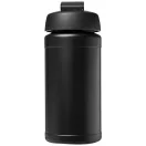 Baseline® Plus 500 ml flip lid sport bottle, LDPE, PP Plastic, solid black