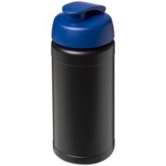   Baseline® Plus 500 ml flip lid sport bottle, LDPE, PP Plastic, solid black, Blue