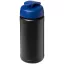Baseline® Plus 500 ml flip lid sport bottle, LDPE, PP Plastic, solid black, Blue