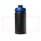 Baseline® Plus 500 ml flip lid sport bottle, LDPE, PP Plastic, solid black, Blue