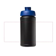   Baseline® Plus 500 ml flip lid sport bottle, LDPE, PP Plastic, solid black, Blue