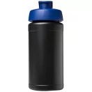 Baseline® Plus 500 ml flip lid sport bottle, LDPE, PP Plastic, solid black, Blue