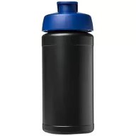   Baseline® Plus 500 ml flip lid sport bottle, LDPE, PP Plastic, solid black, Blue