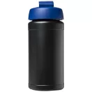 Baseline® Plus 500 ml flip lid sport bottle, LDPE, PP Plastic, solid black, Blue