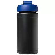   Baseline® Plus 500 ml flip lid sport bottle, LDPE, PP Plastic, solid black, Blue