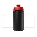 Baseline® Plus 500 ml flip lid sport bottle, LDPE, PP Plastic, solid black, Red  