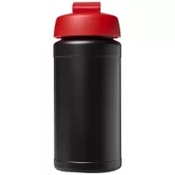  Baseline® Plus 500 ml flip lid sport bottle, LDPE, PP Plastic, solid black, Red  