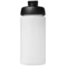 Baseline® Plus 500 ml flip lid sport bottle, LDPE, PP Plastic, Transparent, solid black