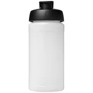   Baseline® Plus 500 ml flip lid sport bottle, LDPE, PP Plastic, Transparent, solid black