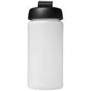 Baseline® Plus 500 ml flip lid sport bottle, LDPE, PP Plastic, Transparent, solid black