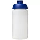 Baseline® Plus 500 ml flip lid sport bottle, LDPE, PP Plastic, Transparent, Blue