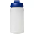 Baseline® Plus 500 ml flip lid sport bottle, LDPE, PP Plastic, Transparent, Blue