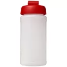 Baseline® Plus 500 ml flip lid sport bottle, LDPE, PP Plastic, Transparent, Red  