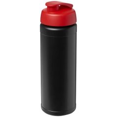   Baseline® Plus 750 ml flip lid sport bottle, LDPE, PP Plastic, solid black, Red  