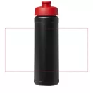 Baseline® Plus 750 ml flip lid sport bottle, LDPE, PP Plastic, solid black, Red  