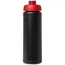 Baseline® Plus 750 ml flip lid sport bottle, LDPE, PP Plastic, solid black, Red  